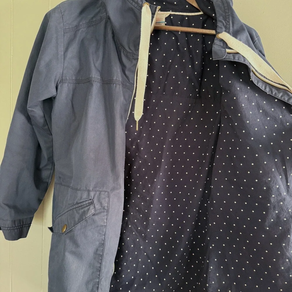 Columbia PFG Sportswear Vintage 90s Navy Hooded Rain Fishing Jacket M Gorpcore - Picture 9 of 10